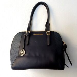Adrienne Vittadini Purse Womens Blue‎ XL Tote Handbag Zip Around Double Strap